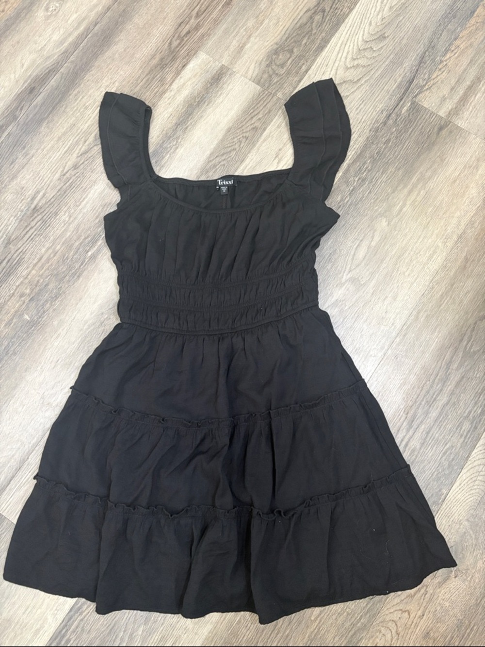 Trixxi Black Ruffled Smocked Mini Dress